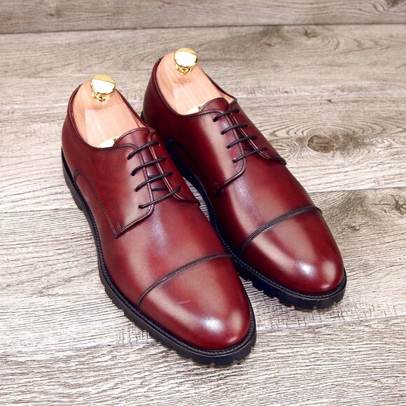 * NIB * $695 Nordstrom ZELLI Italia 8.5 M Italian Derby Burgundy * add $15 Trees main image 8